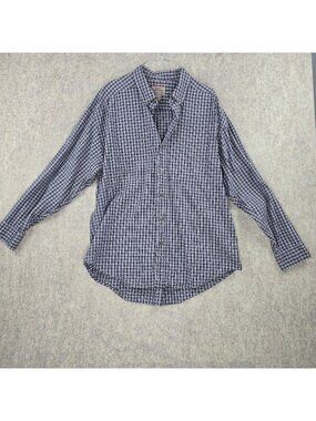 Genuine Sonoma Mens Button Down Blue Plaid Shirt XL 100% Cotton Long Sleeve